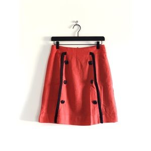 Anthropologie Girls From Savoy Pipe Red-Orange Wool Mini Skirt 2 NWT